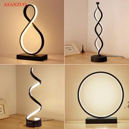 Table Lamps Modern LED Black White Ring 8-shaped Lamp Nordic Bedroom Bedside Reading Desk Home Decor Living Room Lighting Fixture