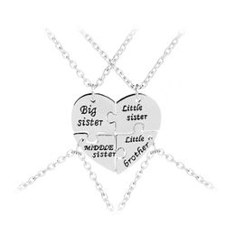 Big Middle Little Sister Necklaces Pendants For 4 Little Brother Necklace Family 4 Baby Birthday Gift Collar Necklace Jewellery