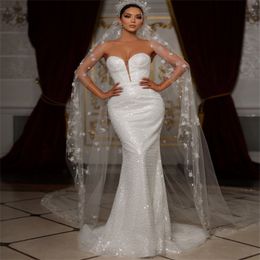 Elegant Mermaid Wedding Dresses Sweetheart Sequined Sleeveless Court Gown Available in Multiple Colors Custom Made Plus Size Bridal Gown Vestidos De Novia