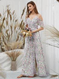 Party Dresses Off The Shoulder V Neck Floral Bridesmaid Dress Plus Size Wedding Guest Formal Evening Prom Gown Bespoke Special Occasion