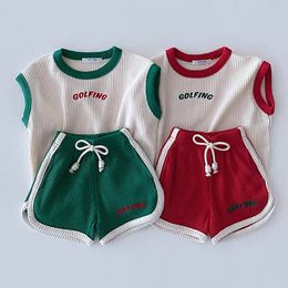 Clothing Sets Children's wear boys' summer children's casual cotton suit girls' short-sleeved T-shirtshorts two-piece 1-6T baby 230322