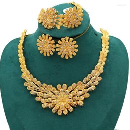 Necklace Earrings Set Dubai 24K Gold Plated African Bridal Gifts Pendants Collares Wholesale Jewellery For Women