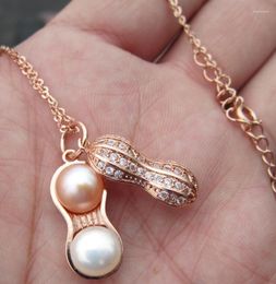 Chains Peanut Pearl Pendant Necklace Chain Women's Rose Gold Charm Gift