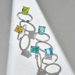 Cluster Rings Zhenchengda Gem Series 8 10 Flower Cut Cube Sugar Rock Candy Ring S925 Silver High Carbon Diamond