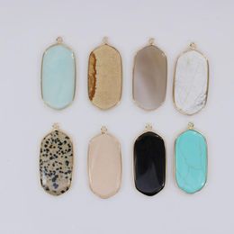 Pendant Necklaces Natural Stone Oval Jewelry Making Diy Earrings Bracelets Accessories Size 24x45mmPendant