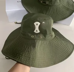 Klasik kova şapkası yeşil büyük ağzı güneş koruma şapkaları bağcıklı yaz açık kova şapkası