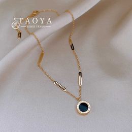 Pendant Necklaces Classic Fashion Stainless Steel Roman Digital Wafer Pendant Necklace 2022 Fashion Jewellery Christmas Party Women's Sexy Necklace Z0321