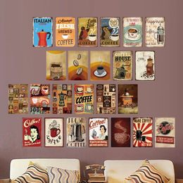 Vintage Coffee Metal Sign Vintage Tin Sign Plaque Metal Vintage Wall Decor for Kitchen Coffee Cafe Retro Metal Posters Iron Painting 30X20cm W03