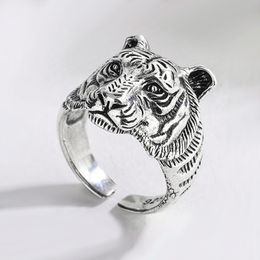 Wedding Rings Fashion Retro Tiger Head Animal Thai Silver Men Party Rings Original Jewelry For Man Birthday Gifts No Fade