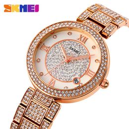 Wristwatches 2023 Skmei Quartz Women Watch Fashion Phinestone Mosaic Womens Waterproof Ladies Girls Watches Reloj Party Wedding