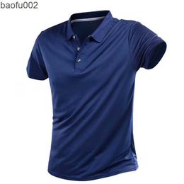 Men's T-Shirts Summer Quick Dry Casual T Shirt Men Breathable Solid Short Sleeve Turn-Down Tops Sportswear Fitness Jerseys Golf T-Shirts 4XL W0322