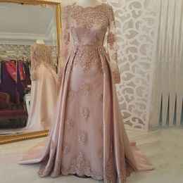 Party Dresses Evening Dress Pink Muslim Appliques Scoop A-line Dubai Wedding Party Gown Prom Dresses Vestidos De Festa Custom Made Sequins 230322