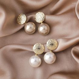 Dangle Earrings Pearl For Women Korean Fashion Summer Jewellery Accessories Party Wedding Gift Gold Metal Stud Geometric 2023