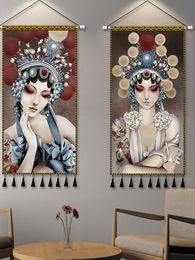 Tapestries Chinese Style Peking Opera Tapestry Aesthetic Hanging Wall Room Decoration Background Cloth For Girl's Bedroom 2023