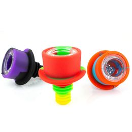 Latest Colourful Silicone Screw Style 14MM 18MM Male Joint Dry Herb Tobacco Spoon Multihole Philtre Bowl Oil Rigs Portable Bong Smoking Cigarette Holder DHL