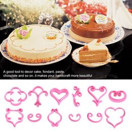 Baking Moulds 12pcs/set Rose Flower Sugarcraft Cake Mold Pastry Fondant Cutter Embossed Decor Lace Heart Cookies