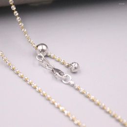 Chains Au750 Real 18K Yellow Gold Chain Neckalce For Women Female 1.8mm Ingots Beads Choker Necklace 18''L Gift