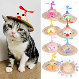 Dog Apparel Pet Hat Bamboo Dragonfly Decorative Pography Props Cute Fan Puppy Cat Straw Small And Medium Schnauzer Supplies