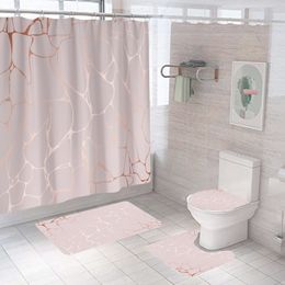 Shower Curtains Luxury Marbling Shower Curtains Waterproof Bathroom Curtain 3d Flowers Printed Fabric With Hooks Decoration Shower Curtain 230322