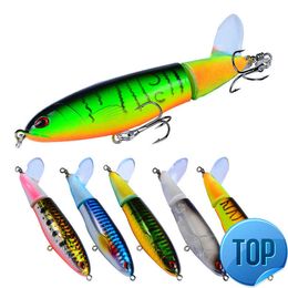 1 PCS 15g/11cm Whopper Popper Fishing Lure Artificial Hard Plopper Bait CrankFish Bait Soft Rotating Tail Bass Fishing Bait