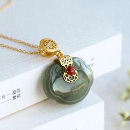 Chains Independent Design In Geometric Natural Hetian Jade Necklace Pendant Chain Exquisite Elegant Light Luxury Lady Jewelry