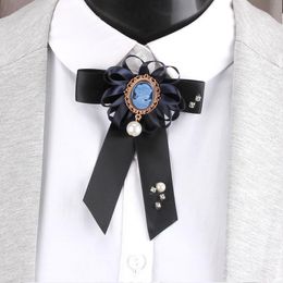 Brooches Pins SUQI Vintage Fabric Bow Pearl Rhinestone For Women Neck Tie Party Ribbon Brooch Jewelry Clothing Accessories Gifts