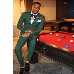 Men's Suits & Blazers Fashion Green Suit Double Breasted Groom Wedding Tuxedos Man Prom Blazer 2 Pieces Set Jacket Pants Masculino Outfit