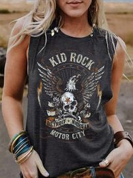 Women s Tanks Camis Funny Rock Skeleton Eagle Top for Women Vintage Retro Roll Music Shirts Sleeveless Concert Buddy Tops Graphic Tee 230322