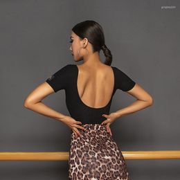 Stage Wear Women Latin Dance Tops Sexy Backless Black Performance Clothes Cha Rumba Samba SL3083