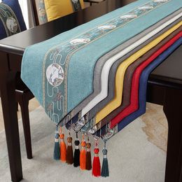 Table Runner Cotton and Linen Table Runner Chinese Style Long Dining Table Cloth Tea Coffee Table Flag Wedding HomeTable Decoration 230322