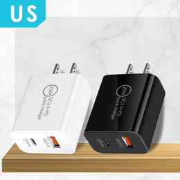 Высокоскоростная быстрая Quick 20W 12W Wallgers EU US UK UK AC Home Travel 2ports PD Adapter для iPad iPhone 12 13 Pro Max Samsung HTC Android Phone