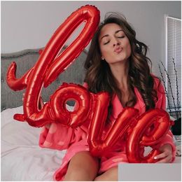 Balloon 68Cm Love Letter Foil Red Rose Gold Heart Helium Ballon Anniversary Valentines Birthday Party Decoration Bride Globo Dhohd