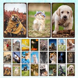 Various Cute Animal Posters Metal Plate Vintage Tin Signs Wall Decor Art Iron Painting for Man Cave Bar Club Home Decoration Gifts 30X20cm W03