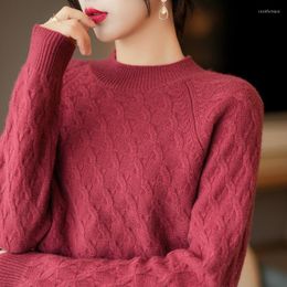 Women's Sweaters 2023 Loose High Neck Women Pure Wool Knitted Pullovers Winter Warm Jumpers Female 6Colors Merino Woolen Top