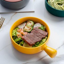 Bowls Capacity Microwave Oven Safe For Fruit Cereal Dessert Ceramic Solid Colour Kitchen Supplies Tableware Salad Bowl