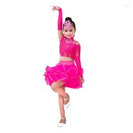 Stage Wear Sexy Latin Dance Dress For Girls Kids Children Fringe Competition Skirt Salsa Samba Party Dresses