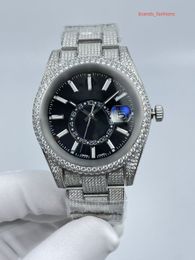 Diamond Watch High Quality Iced Out Watch Automatic Movement 42MM Silver Two Stones Life Waterproof Stainless Frameless Set CZ Diamonds