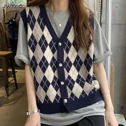 Women's Vests Vintage Sweater Vest Women Casual Retro Fashion Cool Korean Fashion Single Breasted Ulzzang Simple Jumper Chic Classic Sleeveles 230322