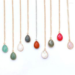 Chains 2023 Fashion Opal Stone Drop-shaped Crystal Necklaces Natural Red Pendant Choker Necklace Bohemian Jewellery For Women