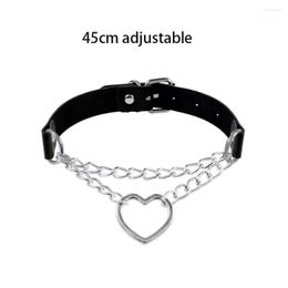 Choker 2023 Punk PU Leather Lock Key Heart Round Spike Rivet Collar Studded Necklace Body Birthday Party Gift Chocker Jewelry