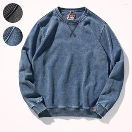 Men's Hoodies Autumn And Winter American Round Neck Sweater Men 's Washed Long-Sleeved Shirt Knitted Sports Pullover