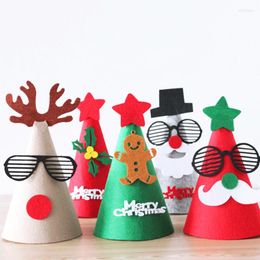 Christmas Decorations 15 20cm Lovely Variety Of Non-woven Hats DIY White Green Red Gingerbread Man Snowman Elk Santa Claus Pattern Party