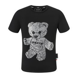 PLEIN BEAR T SHIRT Mens Designer Tshirts Brand Clothing Rhinestone PP Skull Men T-SHIRT ROUND NECK SS TEDDY GLASS AND PLEIN WITH CRYSTALS Hip Hop Tshirt Top Tees 161229