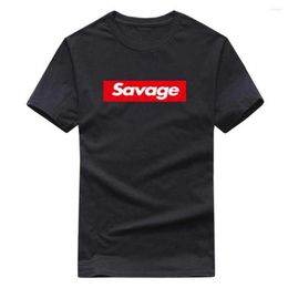 Männer T Shirts T-Shirt Männer Mode Savage Persönlichkeit Hübsches Hemd Marke Kleidung Hip Hop Brief Drucken Hohe Qualität Baumwolle