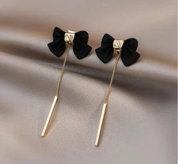 Fashion New Popular Earrings Classic Style Black Bow Stud Earrings Luxury Beautiful Earrings Women Wedding Jewellery Earrings High Quality Gift