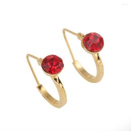 Hoop Earrings Ethiopian Small Red Stone For Girls Arab African Trendy Jewelry Gift