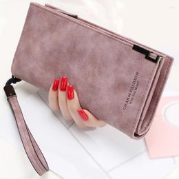 Wallets PU Leather Fashion Women's Wallet Solid Colour Zipper Long Simple Personality Handbags Coin Purse Mobile Phone Bag