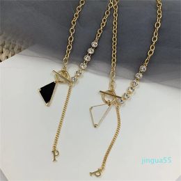 Ladies Pendant Necklaces Designer Jewellery With Diamond Womens Inverted Gold Silver Letter Chains