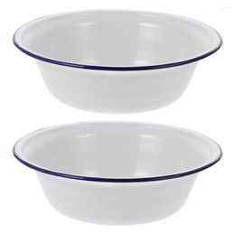 Bowls 2/4pcs Enamel Soup Basins Vegetable Fruit Salad Serving Bowl Large Capacity Kitchen Tableware Enamelware