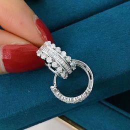 Simplicity Hoop Charm Earring AAAAA Zircon White Gold Filled Party Wedding Earrings Cuff for Women Men Engagement Jewelry Gift